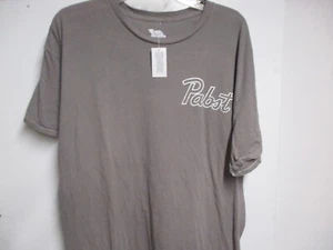 PABST BLUE RIBBON MENS (2 SIDED LOGO) T SHIRT (XL) NWT GRAY SOFT COOL LOGOS - Picture 1 of 4
