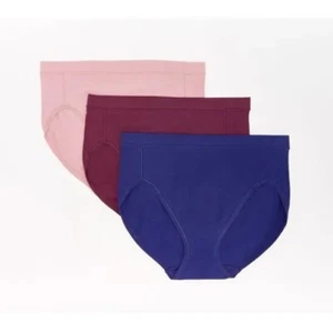 Cuddl Duds Intimates Sz LARGE S/3 Cotton Core Hi-Cut Panties FASHION A623692 - Picture 1 of 2