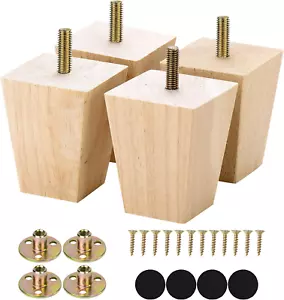 3 Inch Unfinished Wood Furniture Legs Set of 4 DIY Square Tapared Wood Furniture - Picture 1 of 12