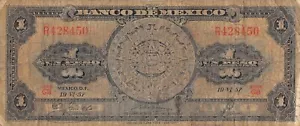 Mexico 1 Peso 19.6.1957 Series GB Prefix R Circulated Banknote N #18 - Picture 1 of 2