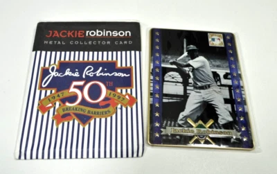 New Jackie Robinson Metal Collector Card 50th Year 1947-1997 Breaking Barriers - Image 1 of 4