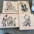 Lot Of 4 Vintage SANTA CLAUS Rubber Stamps by Stampourri - Lisa Hindsley 1994/5