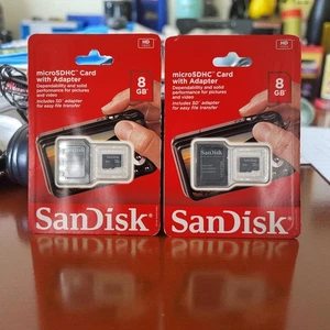 SanDisk MicroSDHC Card with Adapter 8gb SD Card Camera Video Dash Cam Lot of 2 - Picture 1 of 4