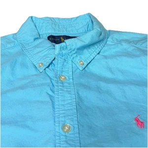 Polo Ralph Lauren Blue Oxford Dress Shirt Boys XL (18-20) Short Sleeve Button Up - Picture 1 of 14