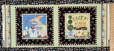 "Paneles de almohada Mary Engelbreit 2001 Cranston Bloom Where You're Planted 45"x17,5""" Foto 1 de 4