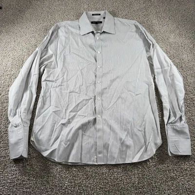 Camisa John Varvatos EE. UU. Para Hombres 17.5 Larga Blanca Algodón Superfino Manga Larga Preppy Foto 1 de 4
