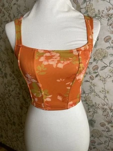 Camiseta sin mangas Bustier de malla floral naranja Lulus Alluring Impression talla XS - Imagen 1 de 10