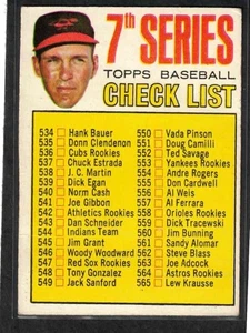 1967 Topps #531, 7th Series Check List, Brooks Robinson, No Marks, VGEX to EX - Picture 1 of 2