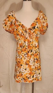 Mini Vestido Dividido H&M, Floral Amarillo y Naranja, XL - Imagen 1 de 6