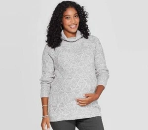 Maternity Knit Turtleneck Pullover - Isabel Maternity - Gray-Various Sizes-B228 - Picture 1 of 2