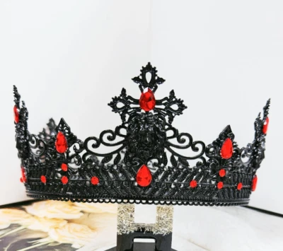 Dark Lord Headpiece, Monarch Crown, Renaissance Crown, Black Crown, Red Stone - Image 1 of 4