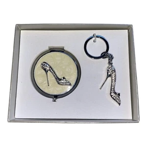 Shoe Key Chain and Folding Round Pocket Compact Makeup Cosmetic Mirror - Picture 1 of 12