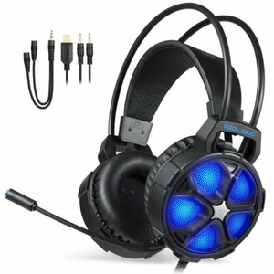 Gaming Headset, COOL 2000 Over Ear Stereo Gaming Headphone with Mic(Black&Blue) - Picture 1 of 9