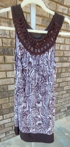 NWT Girls Juniors Brown Floral Dress Size Small Knee Length $50 Sleeveless - Picture 1 of 7