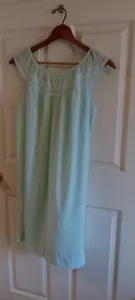 Vintage Komar Nightgown Size Small Pale Green Sleeveless Wit Embroidered Flowers - Picture 1 of 15