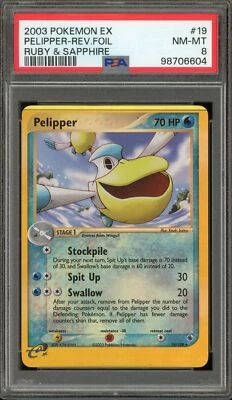 Pokemon Pelipper EX Ruby & Sapphire Reverse Holo Rare #19 PSA 8 - Image 1 of 2