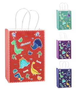 24PC SMALL PAPER GIFT BAGS WITH HANDLES - DINOSAURS - 6Wx8Lx3H IN - MULTI COLOR - Picture 1 of 6