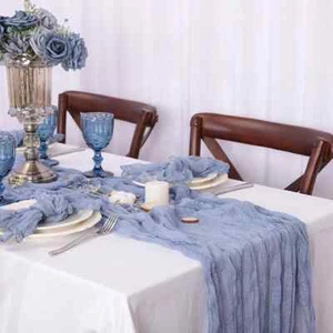 Diseño de eventos corredor de mesa paño de queso gasa crepé rústico boda fiesta decoración - Imagen 1 de 40