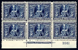 US 330 5c Jamestown Exposition 1907 Pocahontas NH bottom plate block of 6 - Picture 1 of 2