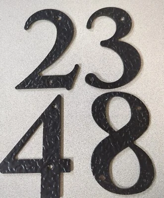 LOT of 4, Black Metal 5" House Number 5 Wrought Iron Sign Home Decor, 2,3,4,8 - Image 1 of 4