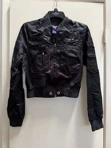 Jacke BCBG Max Azria Jeans schwarz Zip Down Bomberjacke Größe XS - Bild 1 von 13