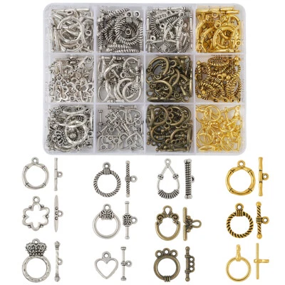 120 Sets Tibetan Closure Ring End Clasps with T-Bar Connectors Toggle Clasps  - Image 1 of 4