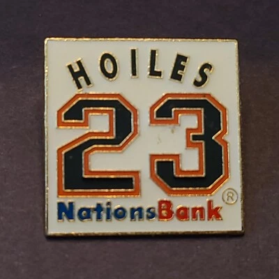 1990 MLB Baltimore Orioles, Chris Hoiles Nations Bank SGA Lapel Hat Pin - Image 1 of 3