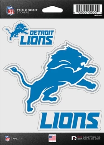 Detroit Lions Triple Spirit 3 Decals Auto Tumbler Laptop Cut to Shape Cover
