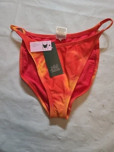 Women's Dye Effect Cheeky Extra High Leg Bikini Bottom Wild Fable Red/Orange S - Picture 1 of 6