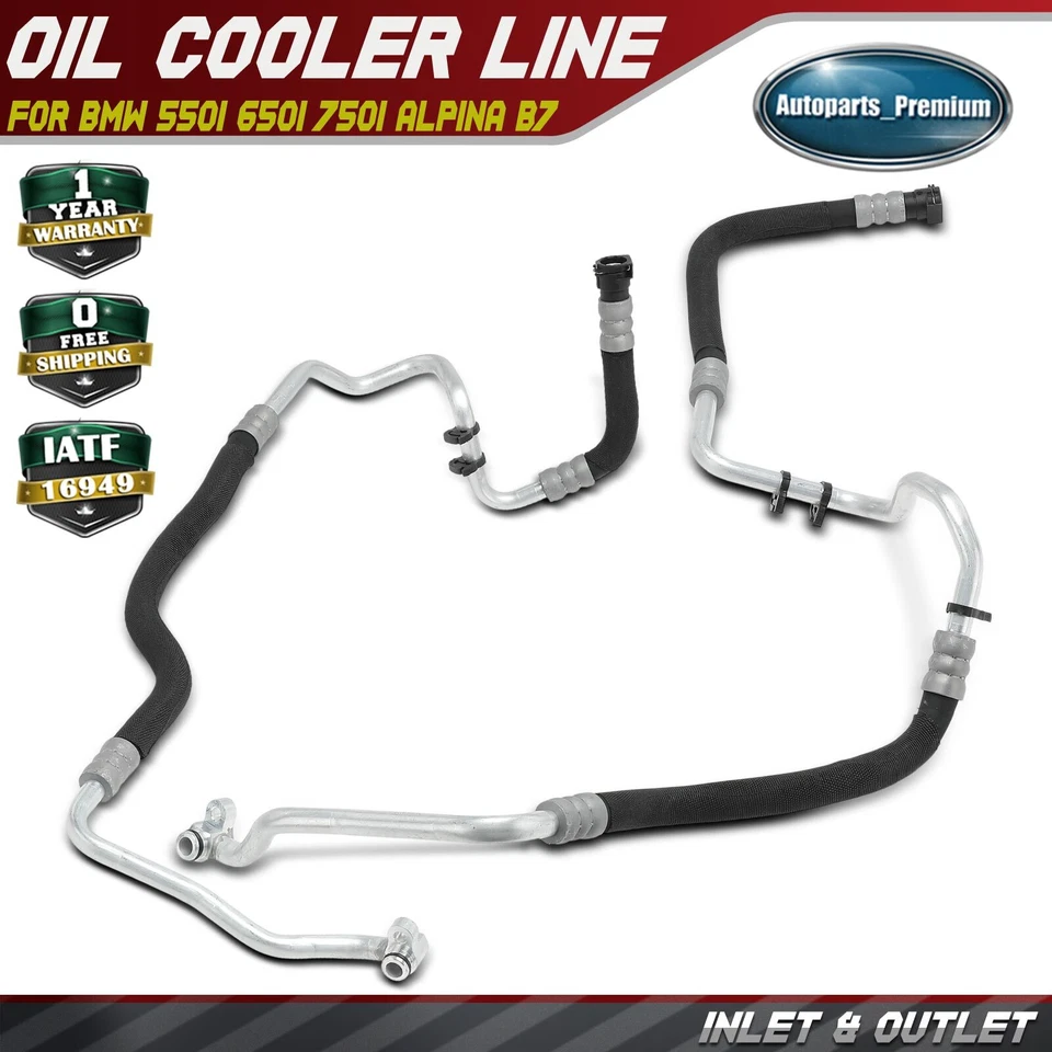 Линия охладителя масла впускного и выпускного отверстий двигателя для BMW F10 550i 650i 750i Alpina B7 2 шт. - Изображение 1 из 4
