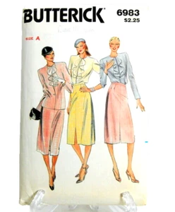 Butterick Schnittmuster #6983 Gr. A Misses Jacke Bluse Rock ungeschnitten Vintage - Bild 1 von 3