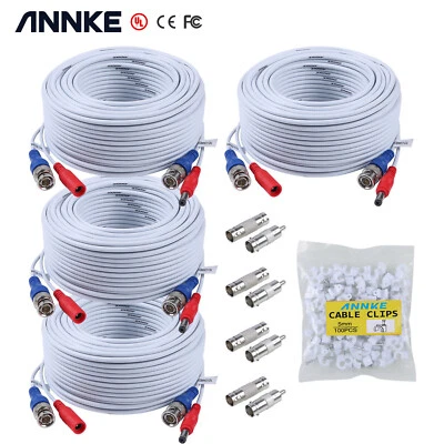 ANNKE 4PCS 100FT 30m Video Power BNC Cable for CCTV Security Camera System White - Image 1 of 4