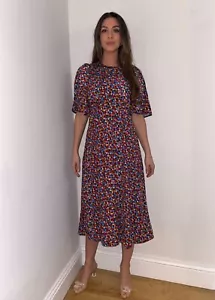 Brand New Monsoon Multicolour Floral Print Flutter Sleeve Tea Dress Size 10-20 - Picture 1 of 4