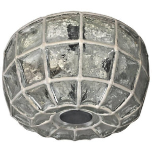 1960s White Iron & Glass Honeycomb Dome-Shaped Flush Mount by Glashütte Limburg