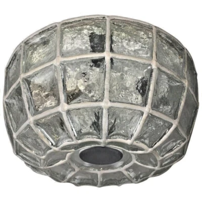 1960s White Iron & Glass Honeycomb Dome-Shaped Flush Mount by Glashütte Limburg - Image 1 of 4