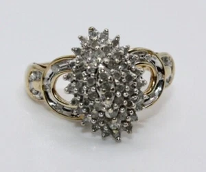 Vintage 14k Yellow and White Gold Natural .75 CTW Diamond Round Cut Size 7 - Picture 1 of 5