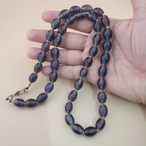 Dunkellila Vintage afrikanischer Stil Glasperlen Halskette - Bild 1 von 16