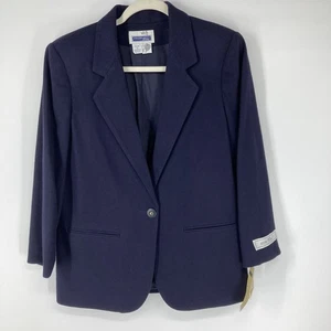 Vtg Prophecy Petite Womens Size 6 100% Pure Wool Navy Blazer Preppy Academia 90s - Picture 1 of 10
