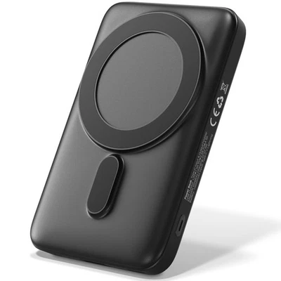 Powerbank 10.000mAh USB-C magnetisch Wireless 20W PD QC22.5W LED Anzeige Schwarz - Bild 1 von 4