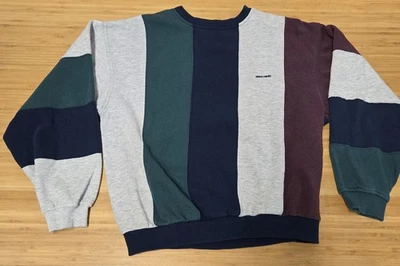 Moletom masculino vintage Pierre Cardin grande bloco de cores gola redonda bordado anos 90 - Imagem 1 de 4