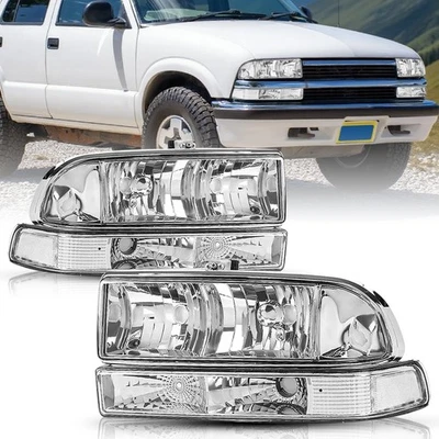  Par de luces de parachoques cromadas/claras para camioneta Chevy S10 Blazer 1998-2004 Foto 1 de 4