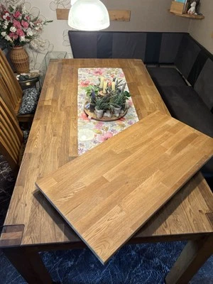 esstisch mit stühlen + Tischplatten Verlängerung  - Bild 1 von 3