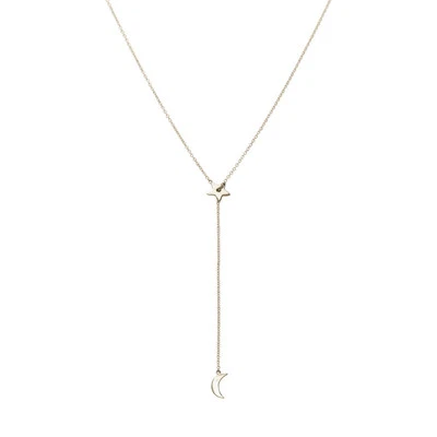  Collar Luna y Estrella Lariat Oro Amarillo 14K Foto 1 de 2