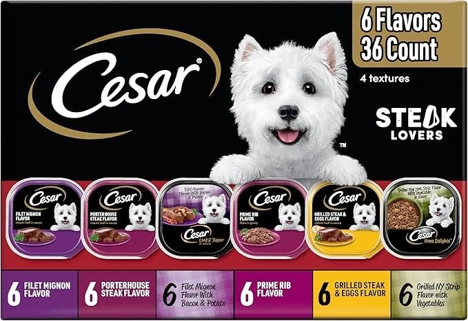 Comida húmeda para perros Steak Lovers paquete de variedad con carne real, 3,5 oz. Bandejas (36 unidades... Foto 1 de 1