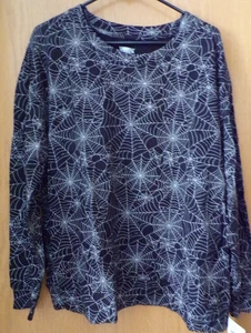 Schwarzes Langarm HALLOWEEN Sweatshirt Oberteil ~ SPINNENNETZE ~ Damengrößen ~ Neu mit Etikett - Bild 1 von 2
