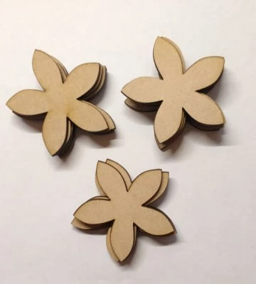 Flor de madera Laserkris 60 mm (6 cm) cortada con láser 3 mm de espesor mdf forma artesanal en blanco