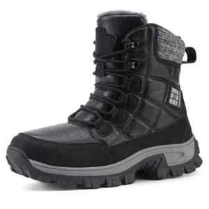 Warm Plush Snow Boots High Top Men's Ankle Boots Outdoor Anti-Slip Hiking Boots - Picture 1 of 21