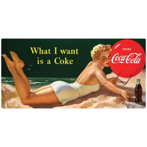 Coca-Cola Bathing Beauty What I Want Wall Decal Officially Licensed Made In USA - Picture 1 of 3