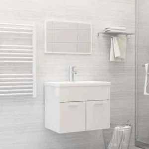 NNEVL Bathroom Furniture Set High Gloss White Chipboard - Picture 1 of 11