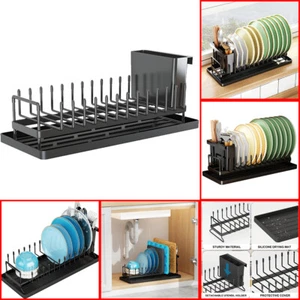 Dish Drying Rack Shelf Draining Mat Black Drainer Kitchen Sink Tray Lightweight - Picture 1 of 14